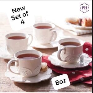 Princess house tecup and plate set of 4 brand new